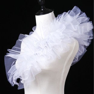 Japanese Style Fluffy Mesh Side Shawl Fake Collar Masquerade Bar Host Cross-Body Welcome Belt Halloween Props