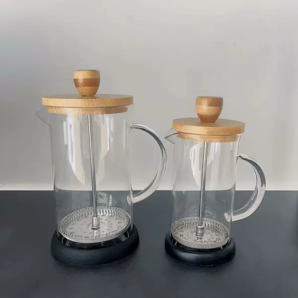 Coffee Pot for Home Use, French Press Pot, Glass Tea Maker, Hand-Pressed Filter Cup, Cold Brew Pot, Bamboo French Press Pot