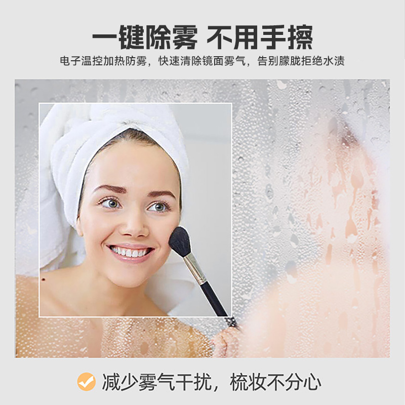 Espejo ovalado para baño, espejo de tocador montado en la pared, espejo de maquillaje para tocador con luz y desempañador, espejo para baño