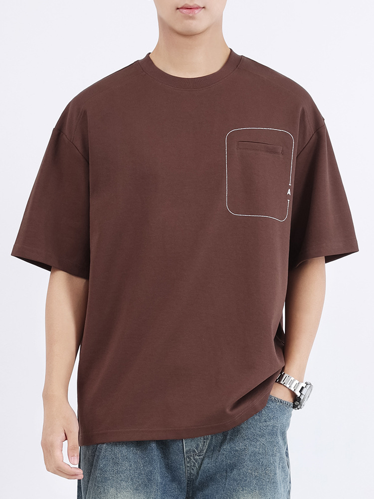 Camiseta de manga corta de hombre marca de moda masculina de bolsillo falso de media manga camiseta de hombre de alta calidad ropa de hombre camiseta de verano
