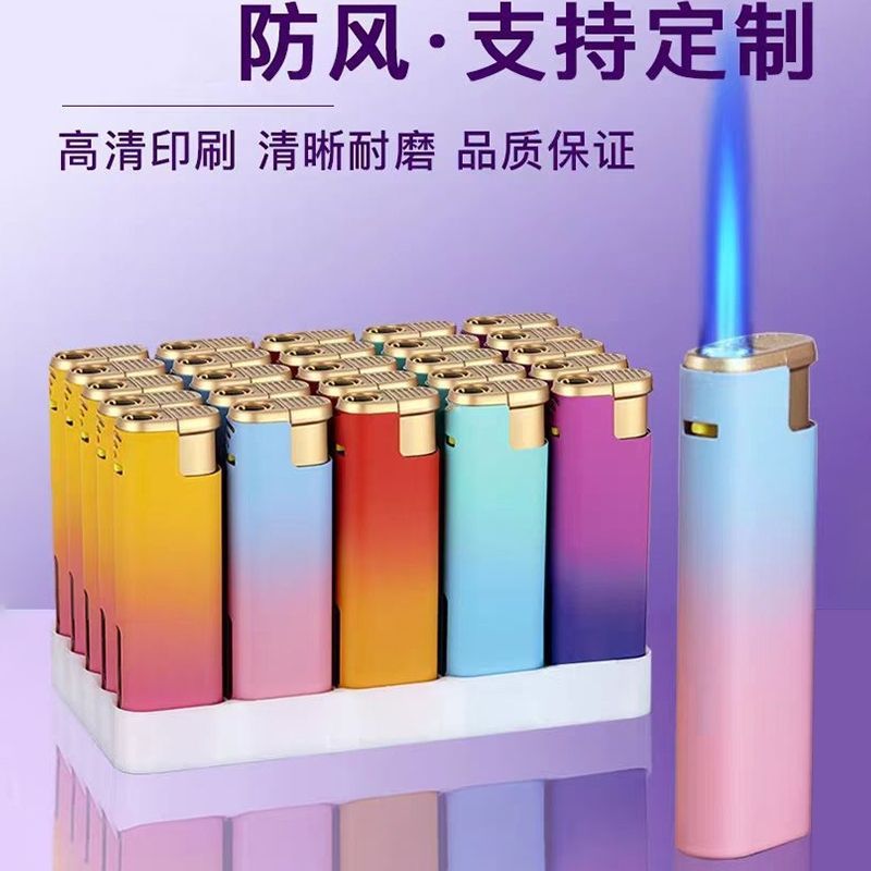 50支高档防风打火机直冲蓝焰包画可充气广告印字批发价便利店包邮|undefined