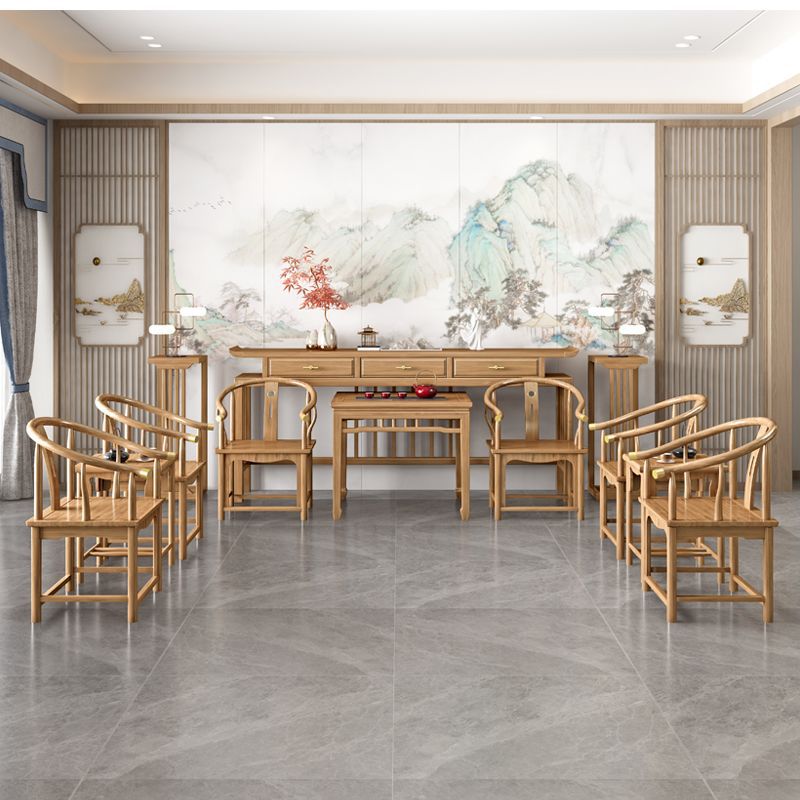 New model of rural household eight-spirits table, incense table, and altar set for the main hall, six-piece solid wood furniture, offering table, altar, and console table