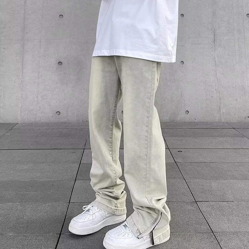 vibe style yellow mud jeans trendy men's high street men's summer thin all-match straight loose American men's pants