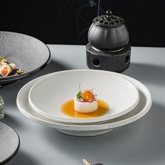 High-end Instagram-style large plate household vegetable plate deep ceramic creative tableware Western-style salad plate hotel plating