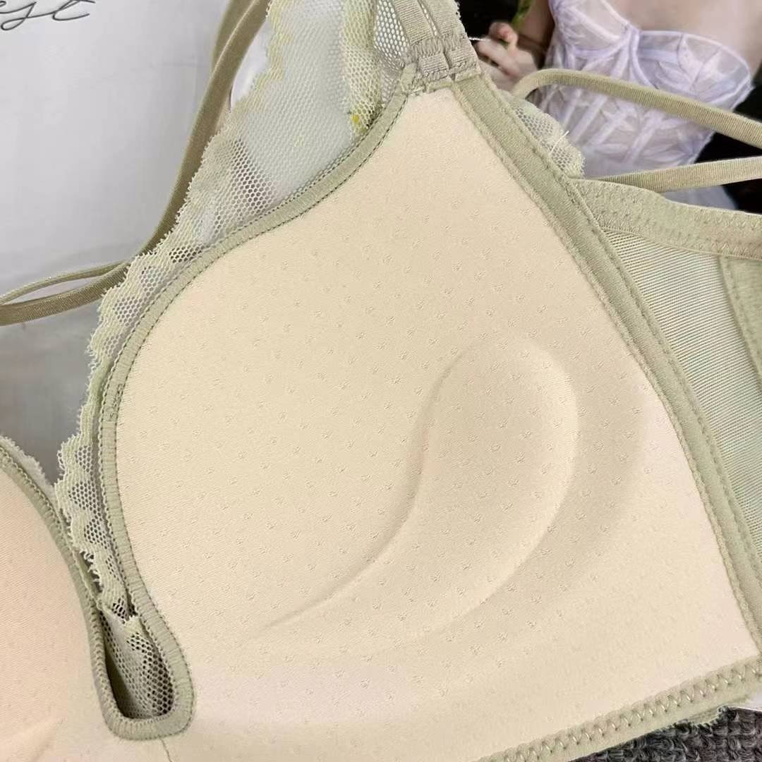 Nuevo sujetador de alta calidad de moda de encaje jacquard transpirable y cómodo ajustable anti-caída reúnen ropa interior de botón múltiple