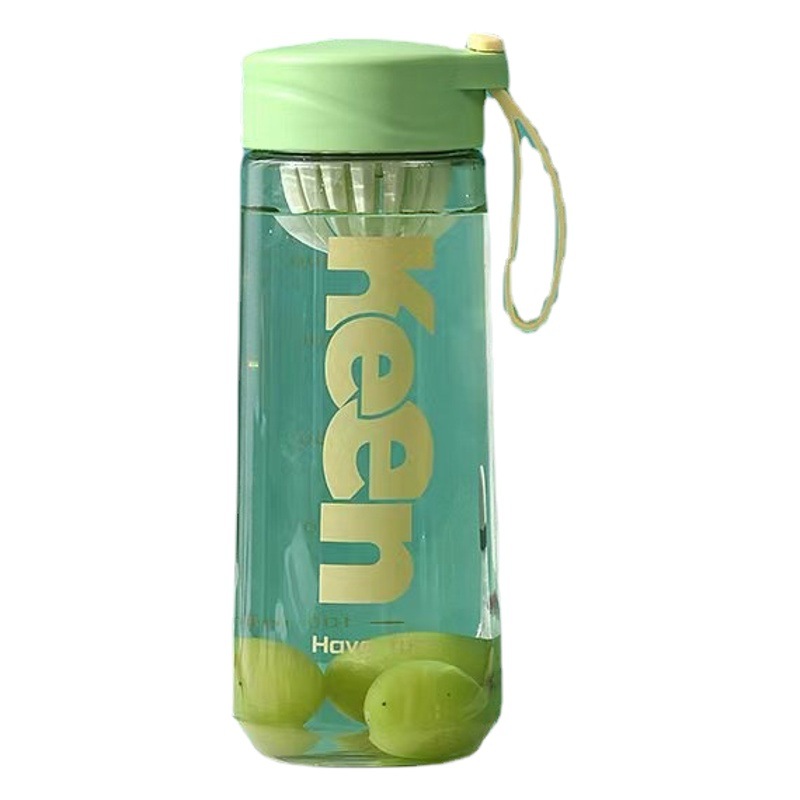 Mingtong nuevo estudiante portátil taza de plástico Inglés deportes taza de agua taza de espacio al aire libre taza de plástico portátil