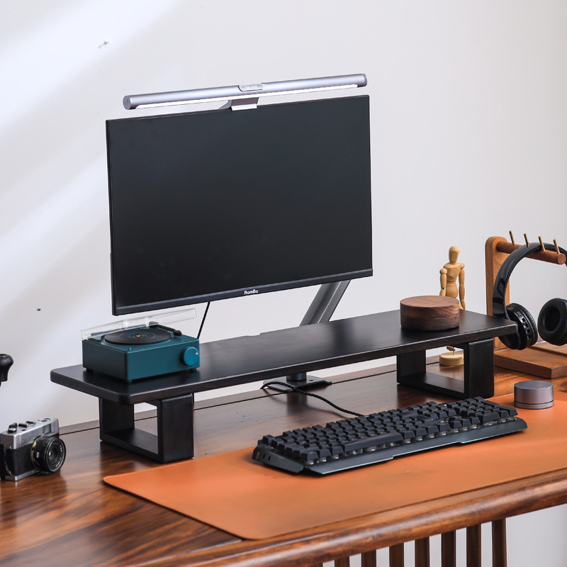 Desktop Computer Monitor Riser, Desk Organizer, Laptop Riser Stand, Solid Wood