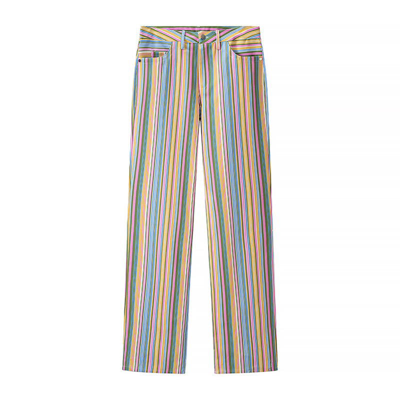 European and American Cross-Border Foreign Trade Women's Clothing Colorful Striped Jeans Women's Low-Waist Straight-Leg Jeans Long Pants European and American Cross-Border Foreign Trade Women's Clothing Colorful Striped Jeans Women's Low-Waist Straight-Leg Jeans Long Pants