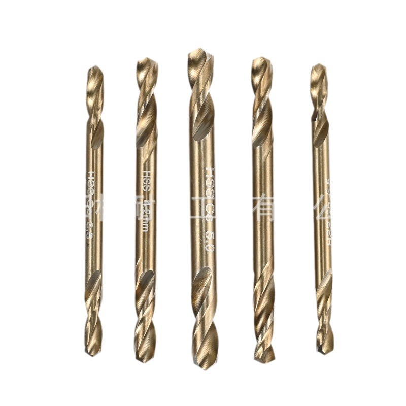 Double-head cobalt-containing stainless steel twist drill full-grinding hand electric drill high-speed steel double-head twist drill metal hole drill