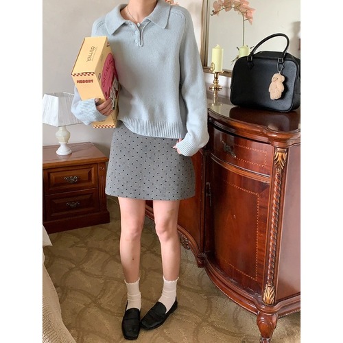 3th Morning Spring Soft and Gentle Wind Polo Collar Knitted Sweater ZY2667