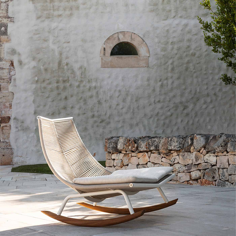 Silla de mimbre, mecedora europea y americana, silla de ocio de ratán para el hogar de verano, sofá perezoso al aire libre, sillón reclinable combinado de tres piezas