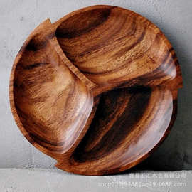 相思木整木沙拉碗干果盘水果零食双格分格碗沙拉船型盘胡桃木果盘