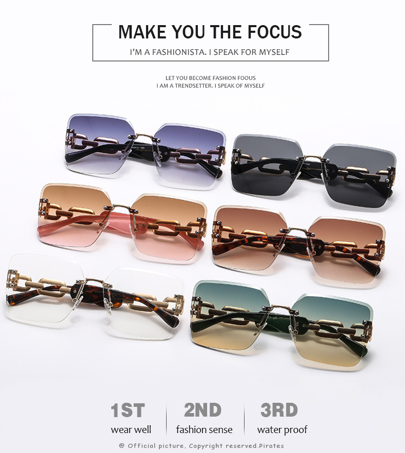 60g Weight Vacation Simple Style Streetwear Solid Color PC UV400 Protection Square Frameless Women's Sunglasses