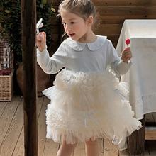 女童连衣裙2025春装新款韩版百搭甜美小清新可爱蝴蝶结公主纱裙