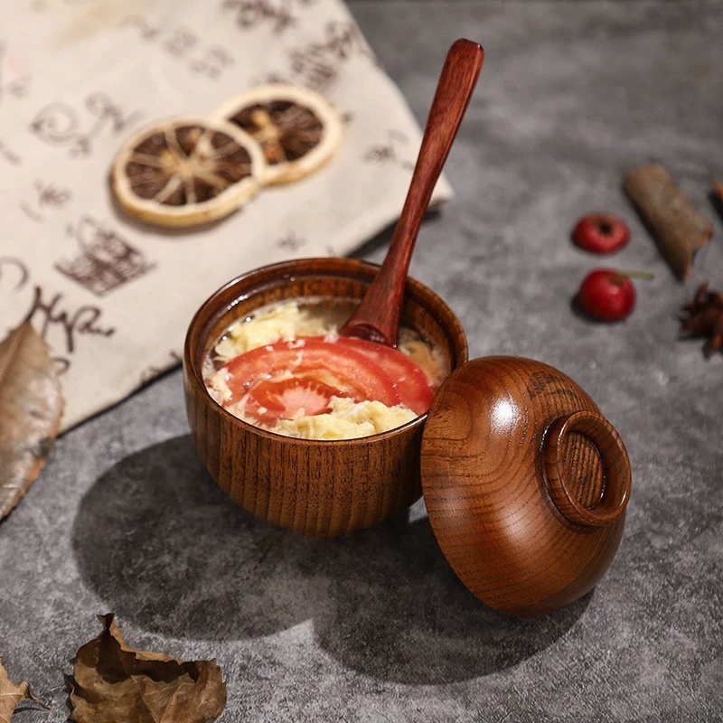 Manufacturer directly supply wooden with wooden bowl bowls to prevent hot falling children's bowl Chinese round small bowl spot wholesale