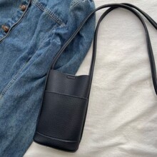 2026女生时尚简约个性荔枝手机收纳包迷你软皮高质感斜跨单肩包