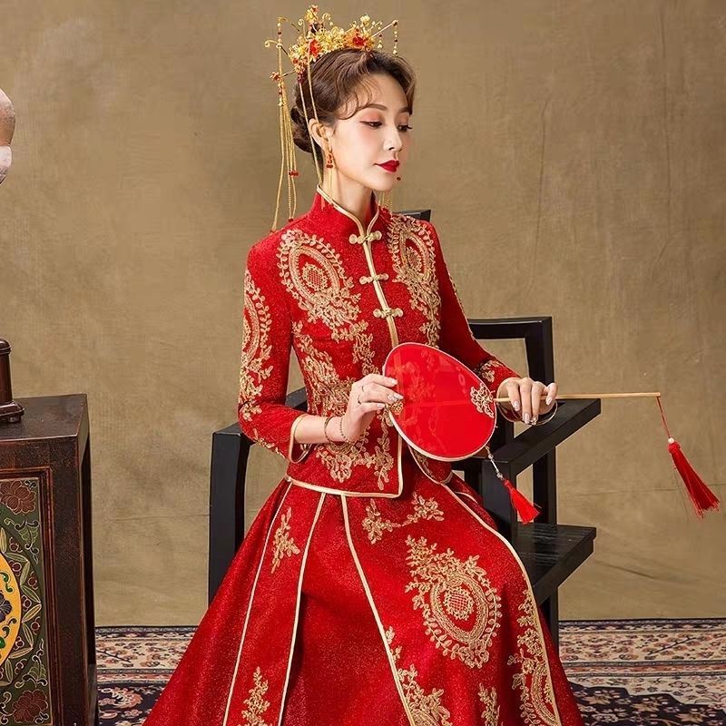 Simple Xiuhe Dress 2026 Bride's Red Wedding Dress for Toasting, Petite Chinese-Style Qipao, Slim-Fit Red Outfit Simple Xiuhe Dress 2026 Bride's Red Wedding Dress for Toasting, Petite Chinese-Style Qipao, Slim-Fit Red Outfit