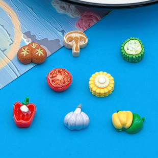 Mini Small Miniature Artificial Vegetable Bell Pepper Corn Bitter Melon Mushroom Hairpin Hair Rope DIY Patch Resin Accessories