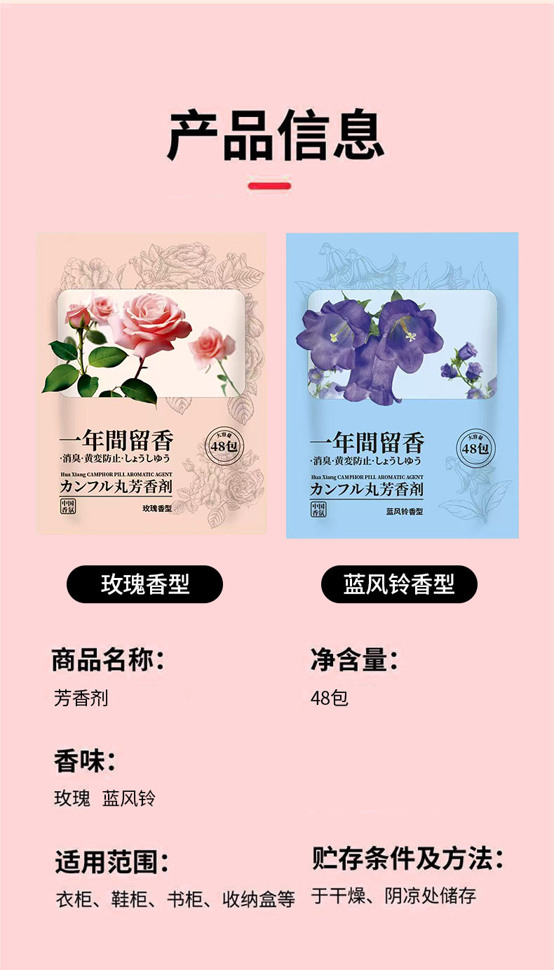Rose Scented Camphor Sachets for Wardrobe Closets Moisture Control and Long Lasting Freshness 100 Pack preparation