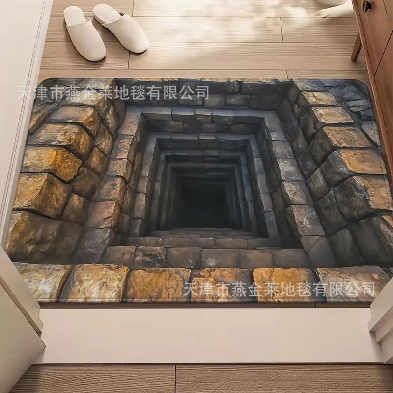 跨境temu美式3D视觉入户玄关耐磨地垫家用浴室防滑吸水易打理脚垫|undefined