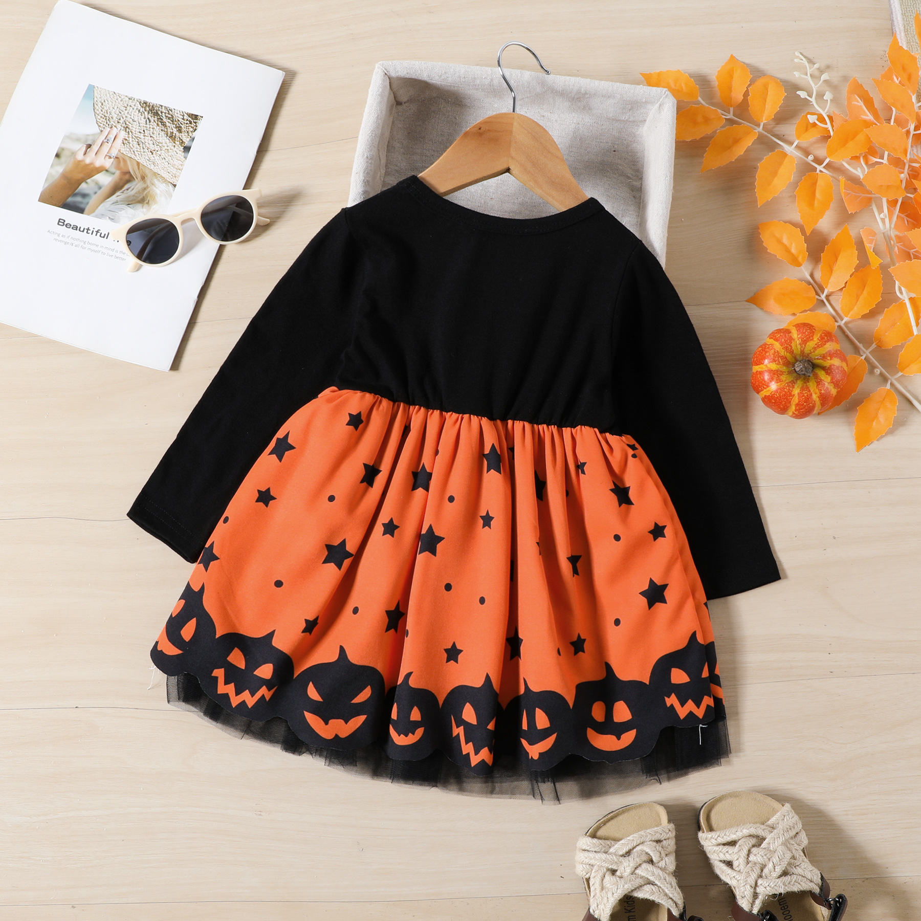 Natal 2023 halloween vestido de malha de manga comprida primavera e outono novas meninas saia do ensino médio crianças princesa_voghion.com