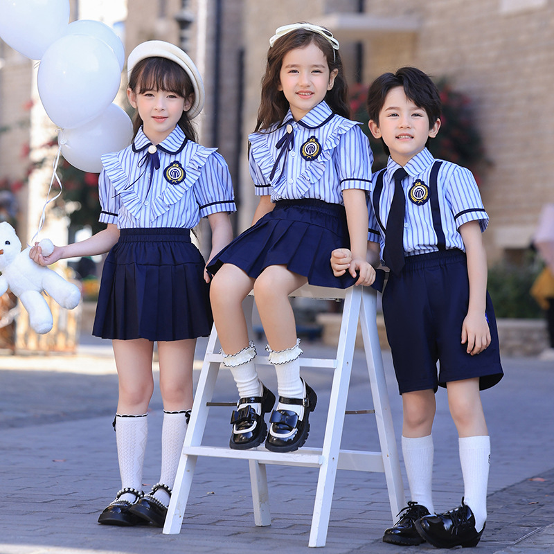 Preschooler and Middle School Student School Uniform Set with British Style Graduation Classwear Six-One Children's Day Four-Piece Set