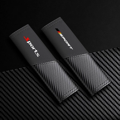 Car Shoulder Pads, Car Seat Belt Covers, Safety Belt Protectors, Velcro Carbon Fiber Leather Car Interior Accessories