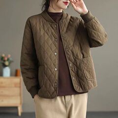 棉衣棉服女秋冬季菱格夹棉轻薄小棉袄2025新款妈妈装短款纯色外套