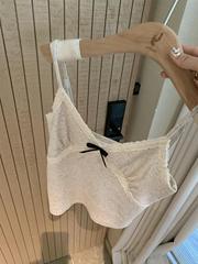 axb Dori Night Lace Butterfly Bow Straps Multicolor Basic Versatile Adjustable Backless Top for Women