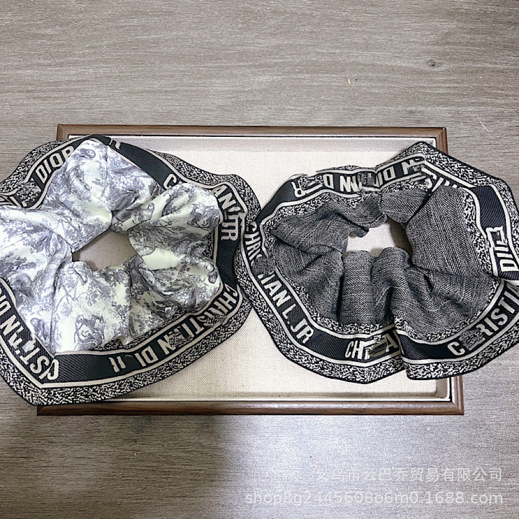 Wide-Brimmed Ribbon Letter Hair Tie D Brand Satin Big Intestine Hair Tie Ponytail Fashion Versatile Hair Rope Hair Accessories Wholesale