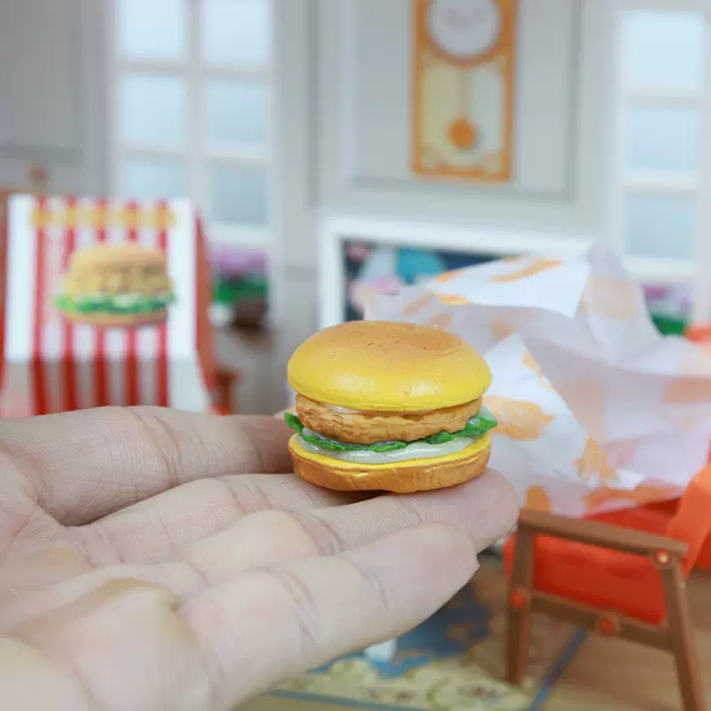 仿真迷你 食玩汉堡微缩场景 DIY材料娃屋配件面包零食过家家玩具