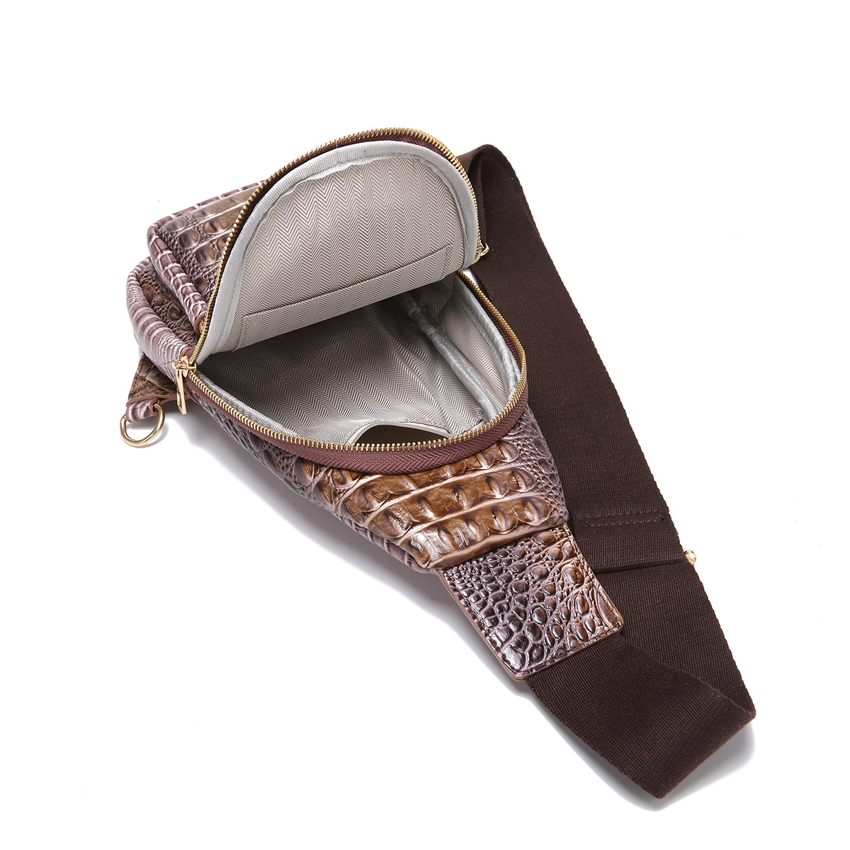 Retro Women's Chest Bag With Crocodile Pattern And Wide Strap_voghion.com