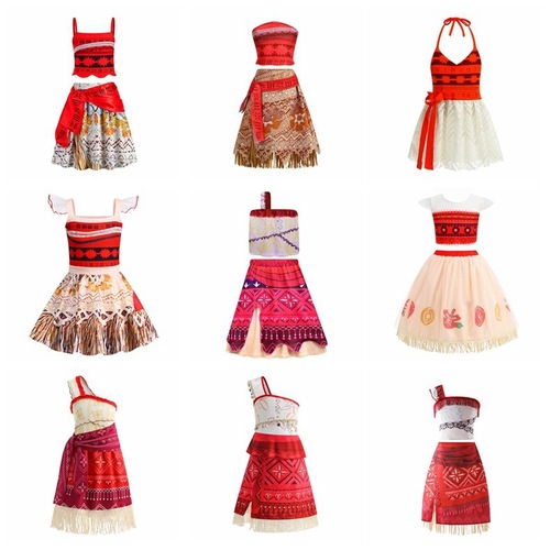 Moana Girls Dress Ocean Adventure Moana Princess Dress Children Tank Top 2-Piece Set