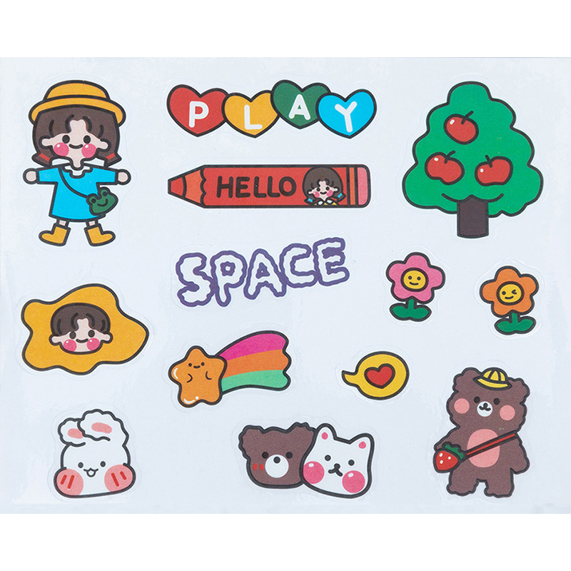 Ins-style cartoon rabbit transparent stickers, waterproof planner stickers, DIY decoration for water bottles and phone cases, student diary stickers