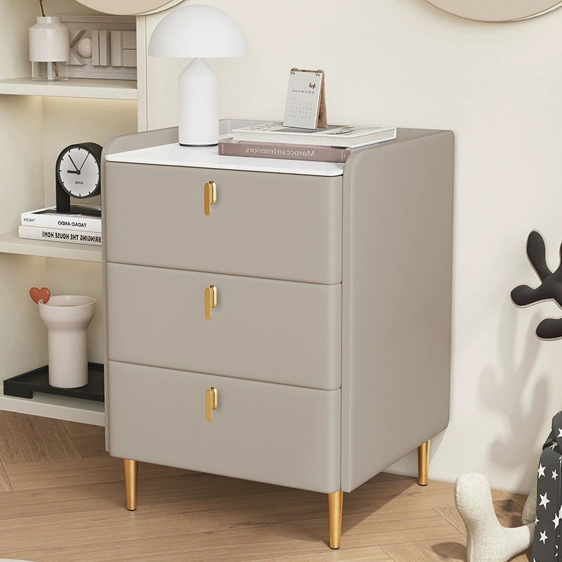 3-Drawer Rock Slab Simple Modern Bedside Table Simple Storage New 2024 High-End Atmospheric Small Bedroom Bedside Table