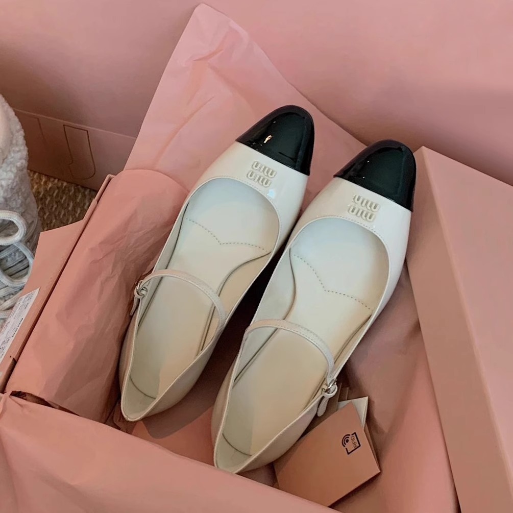 Sheepskin Version ~ Amiu One-Strap Genuine Leather Cat-Heeled Flats for Women French Hepburn Style Small Leather Shoes Mary Jane Ballet Shoes