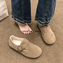 秋冬2025新款百搭厚底勃肯复古单鞋脚蹬加绒显瘦鞋子女勃肯鞋女潮