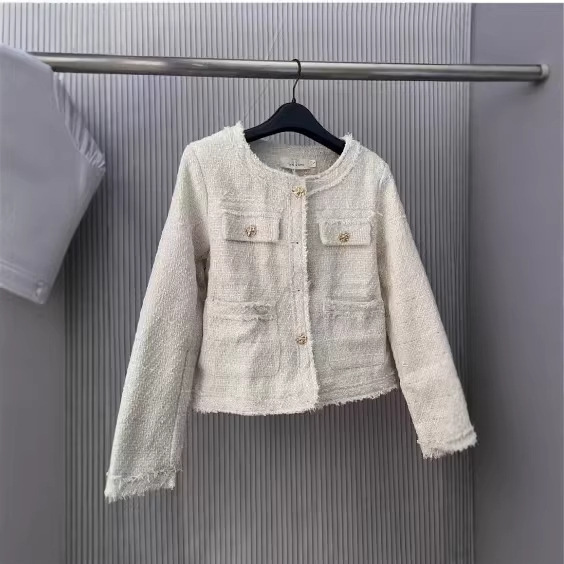 Chanel-Style Tweed Jacket for Women, New French-Style Versatile Slim-Fit Short Woolen Coat, Elegant Socialite Style Top Chanel-Style Tweed Jacket for Women, New French-Style Versatile Slim-Fit Short Woolen Coat, Elegant Socialite Style Top