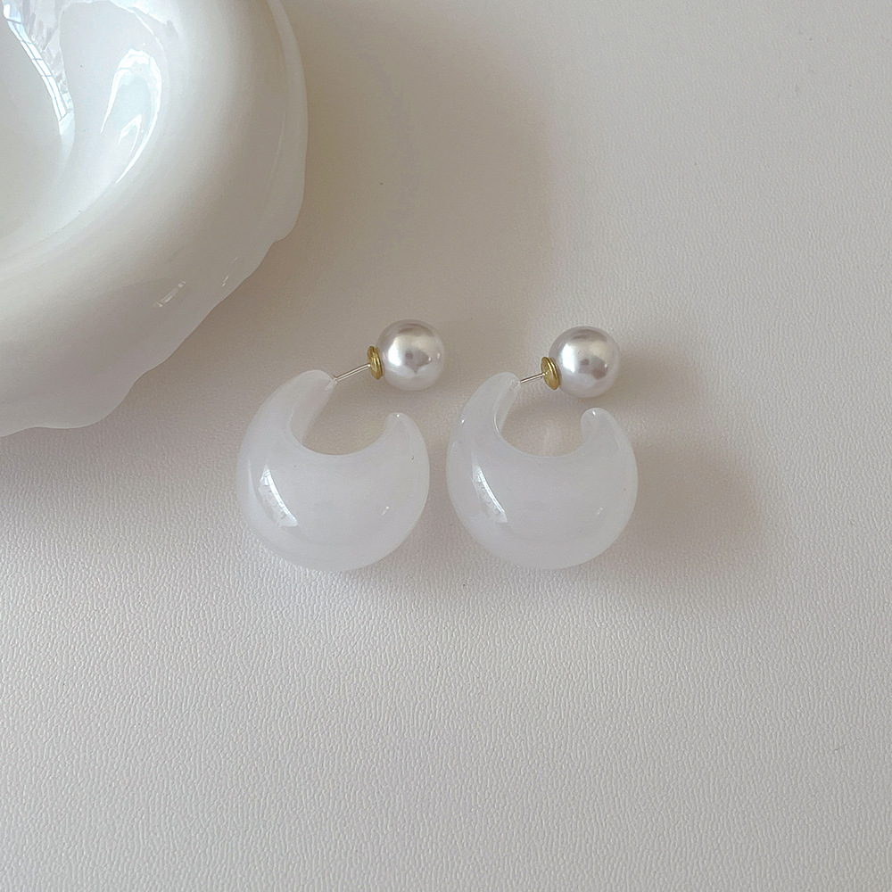 Casual Simple Style Geometric Arylic Imitation Pearl Plating Women's Ear Studs display picture 13