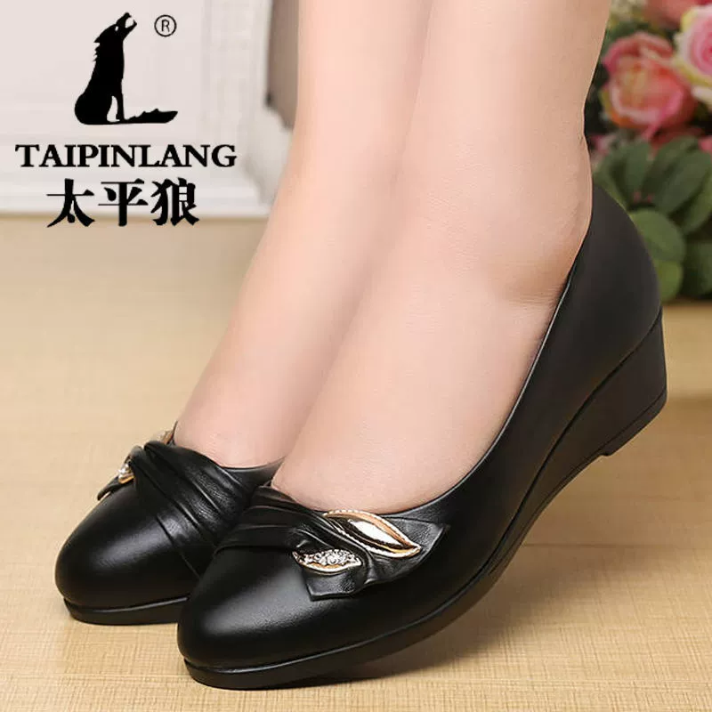 Специальная обработка кожаной обуви недостающего размера, обувь для мам, Повседневная Нескользящая мелкая кожаная обувь среднего возраста с мягким дном