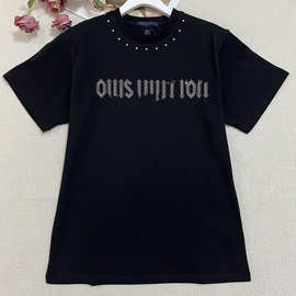 南油25新款烫钻图案全棉材质质感十足简约休闲百搭上衣