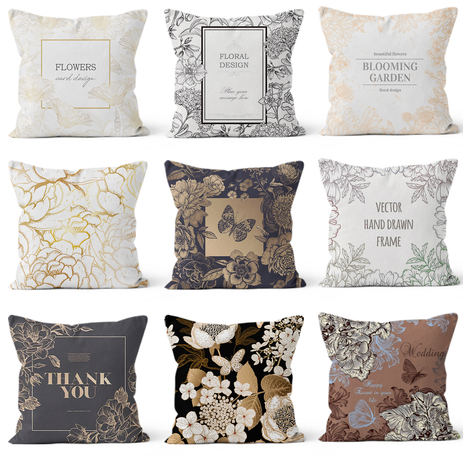 almohada de estampado de oro retrógrado simple moderno sofá en el hogar cojín de respaldo decoración desmontable almohada de cabeza de cama cuadrada
