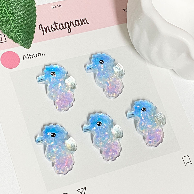 海洋系列冰透细闪海星海豚diy树脂配件卡通饰品手工发夹贴片批发|undefined