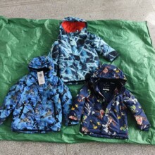 原单外贸男童卡通图案连帽户外保暖棉衣保暖棉服