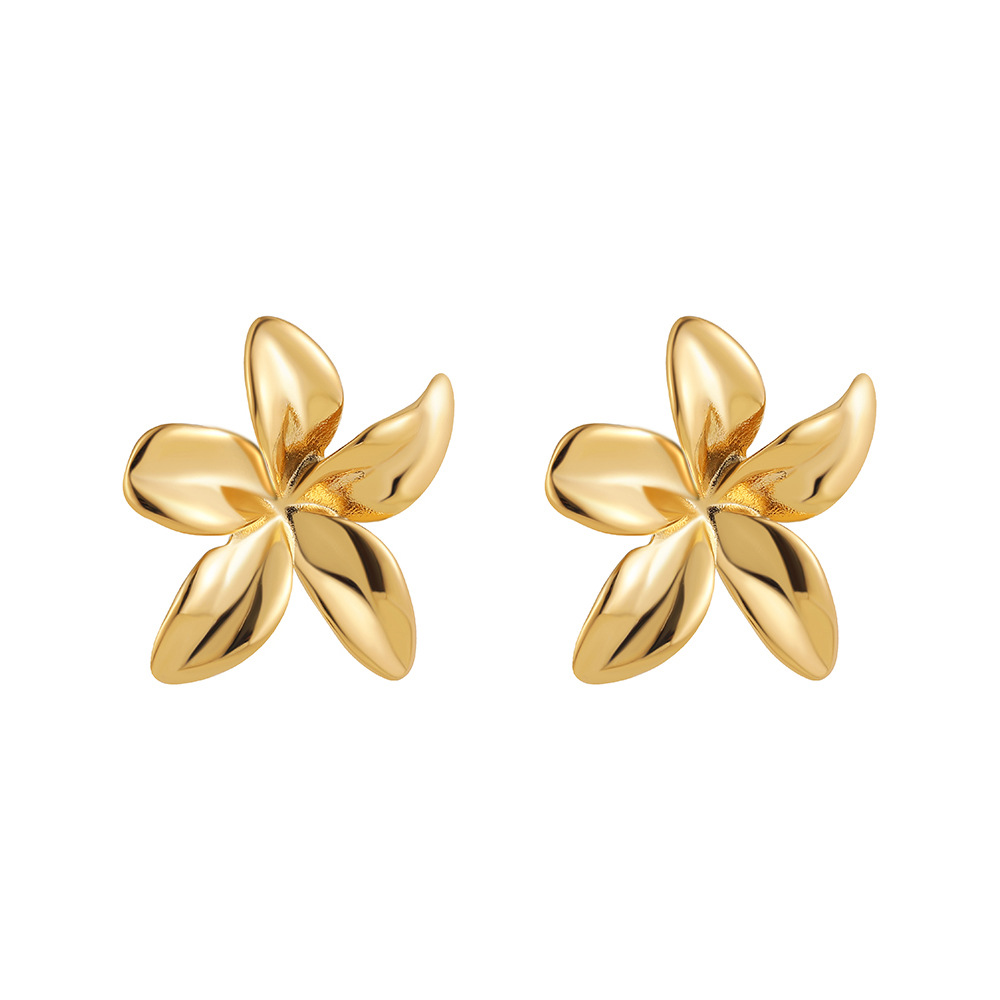 13g Weight Titanium Steel Ear Needle Material Ear Studs Classification 1 Pair Quantity Daily Occasion Titanium Steel Material Flower Pattern All Seasons Season Women's Gender Polished Finish Mixed Metal, Plating Design Elegant Style 1 Pair Elegant Flower Mixed Metal Plating Titanium Steel Ear Studs 3