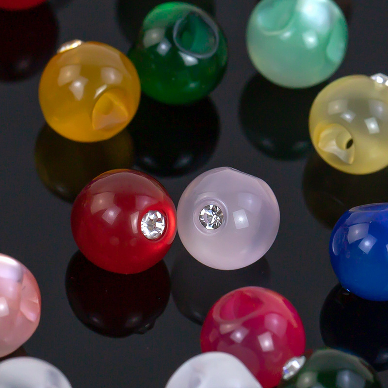 旗袍盘扣扣子仿玉石暗眼钻扣10mm小纽扣唐装汉服镶钻珠扣辅料女