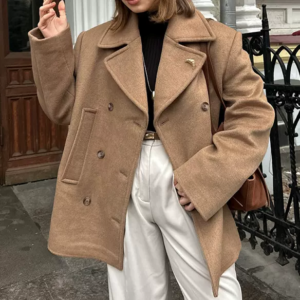 英伦风秋冬季外套女百搭显瘦西装领中长款复古潮流氛围感呢子大衣