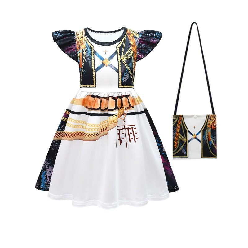 万圣节新品韩流女团K-POP猎魔女团cos服鲁米儿童印花飞飞袖连衣裙|undefined