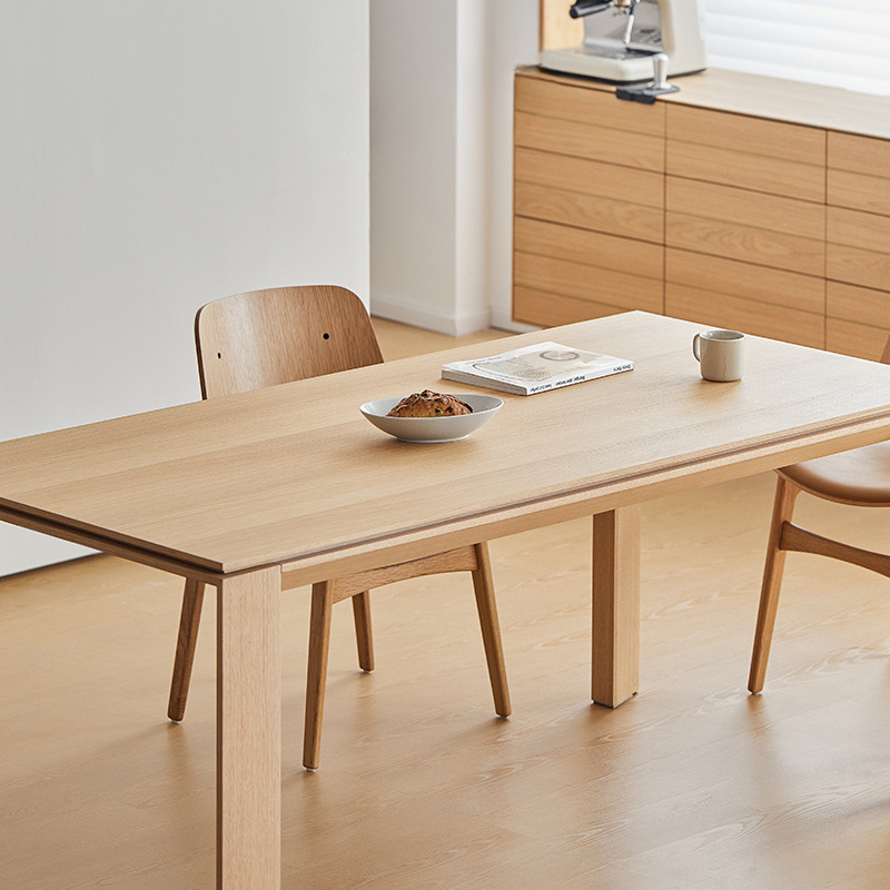 Inner Cole Dining Table Log Style Solid Wood Rectangular Book Normcore Large Board Table White Oak Table