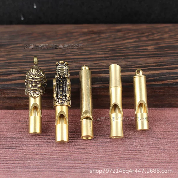 Outdoor Survival Brass Whistle Keychain Pendant Equipment Military Fan Supplies Retro Referee Survival Loud Compact